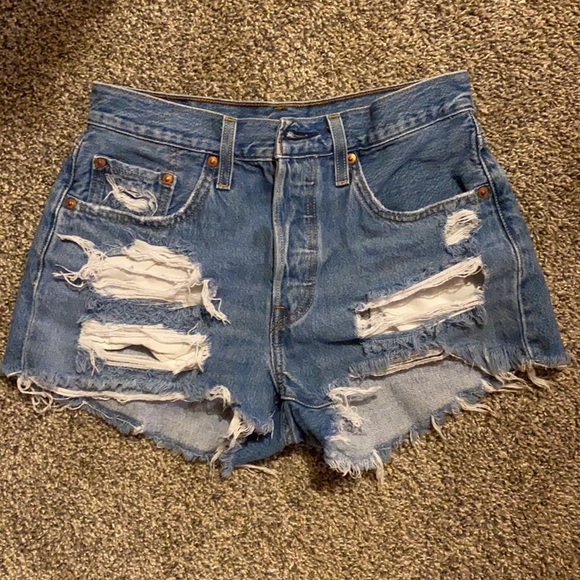 Levi's Pants - Levi’s 501 distressed high waist shorts